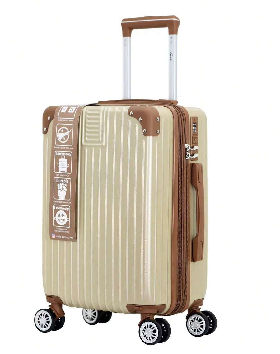 Carry-On Suitcase With 360° Wheels. The Wheels Are Removable. ABS. - 金色帶棕色 - 查看 1
