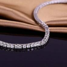 VOLUKA 3mm CZ Tennis Bracelet, Cubic Zirconia Pendant Bracelet, Unisex - White - View 5