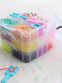 3件套橡皮筋套装，编织橡皮筋，DIY友谊手链制作套装，手工套装，适合节日使用 - 三層皮筋套裝 - 查看 8