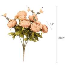 Duovlo Artificial Peony Silk Flowers Fake Flowers Vintage Wedding Home Decoration,Pack Of 1 (Dark Champagne),20.87*3.5,DarkChampagne - 黑香檳 - 查看 3
