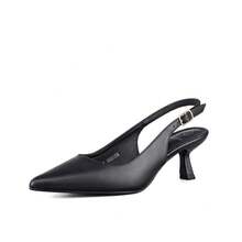Zapatos Tacón Fino Punta Afilada Charol Elegantes Weide,Zapatos de tacón grueso Mary Jane de moda para mujeres - Negro - Ver 4