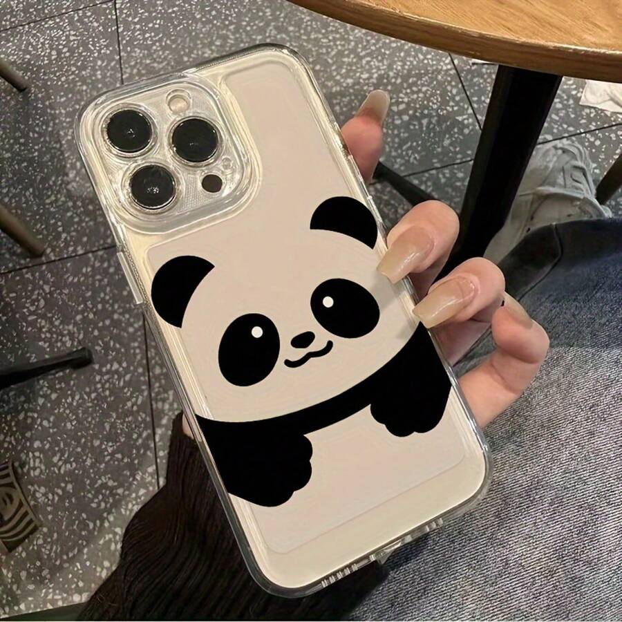 Funda de teléfono a la moda Funda de teléfono: Funda de teléfono transparente con diseño de panda lindo para 16/16 Plus/16 Pro/16 Pro Max, 15/15 Plus/15 Pro/15 Pro Max, 14/14 Plus/14 Pro/14 Pro Max, 13/13 Pro/13 Pro Max, 12/12 Pro Max, 11/11 Pro Diseño para chicas mujeres TPU suave a prueba de golpes más protector y femenino - 1 pieza - Ver 1