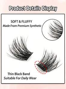 156 Clusters Of False Eyelashes - Dramatic Cross-Style Natural Type, Soft Imitation Mink Fur Single Cluster Style, Fluffy Style DIY Cluster Eyelashes, Segmented Eyelash Grafting, Cluster Eyelashes, Single Eyelash, False Eyelashes - D - 查看 4