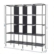 67" Portable Clothes Closet Wardrobe With 12 Shelves & 4 Side Pockets, Storage Rack For Bedroom Dorm Apartment, Easy Assembly Clothing Organizer - 預設 - 查看 2