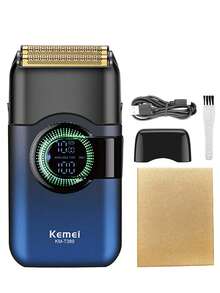 Kemei KM-T389 男士电动剃须刀 男士胡须修剪器 男士理发器 电动剃须刀 便携式旅行男士工具 男士礼物 - 黑色 - 查看 13