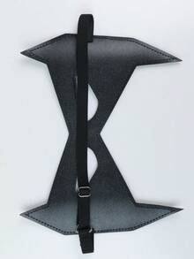 1pc Black Bat Eye Mask Half Face Mask, Unisex Carnival Party Makeup Masquerade Cosplay Accessory, PU Leather Mask, Fashion Masquerade - Black - View 5