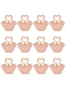 4个心形蝴蝶结手提袋，礼品包装用品，纪念品包装，糖果包装，婚礼礼品袋，适用于婚礼、主题派对、家庭聚会、节日、生日派对等场合。 - 彩色 - 查看 11