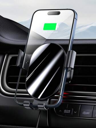 Cargador inalámbrico para automóvil de 15W con sensor de gravedad, compatible con smartphones Apple, Android y otros con función de carga inalámbrica estándar QI