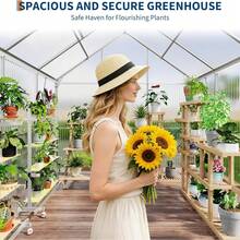 Dragonpad 6x6 Ft Heavy Duty Greenhouse With Aluminum Frame, Outdoor Polycarbonate Backyard Green House, Sliding Door, Roof Vent & Rain Gutter, Ideal For Patio, Backyard, Garden - Silver-Style 2 - 查看 6