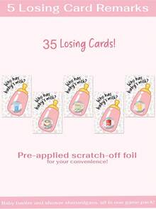 40件套适合女孩的派对趣味婴儿派对游戏，40张刮刮乐彩票，婴儿游戏创意，刮刮乐游戏，粉色，蓝色 - 彩色 - 查看 2