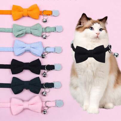 New Cross-Border Pet Detachable Bow Tie Collar With Cute Cat Bell Necklace, Small Dog Neck Decoration