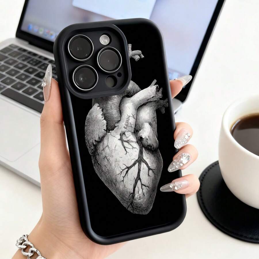 Funda de teléfono de moda, compatible con varios modelos de , y , diseño de anatomía del corazón humano para fundas de , y , protector de teléfono, funda de pareja, regalo para novio o novia, regalo de San Valentín o cumpleaños, este es un regalo popular para amigos o socios, adecuado para ocasiones de negocios. Duradera, resistente a las manchas y a las huellas dactilares, esta nueva funda para teléfono de hombres y mujeres es un gran regalo. - Negro - Ver 1