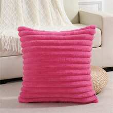 1 vỏ gối nhung màu trơn (không bao gồm ruột gối), vỏ gối trang trí bằng vải flannel hiện đại, trang trí nhà cửa. - Màu Hồng Tươi - Xem 6