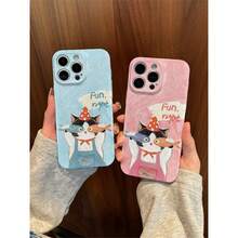 Cute kitty & dried-fish  17 Pro Max case, unisex for 14/16/13/15/12/11/XS/XR/8 Plus – full-coverage premium TPU film shell - Neblina azul - Ver 1