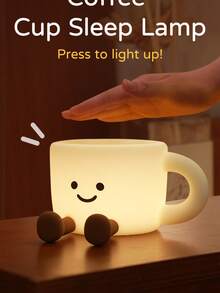 Lámpara de noche con diseño de taza de café linda - Lámpara con 3 niveles de brillo y control táctil de 7 colores, lámpara de silicona con temporizador de 30 min, recargable por USB - Iluminación y diseño suaves, adecuado para habitación, regalo creativo - Multicolor - Ver 9