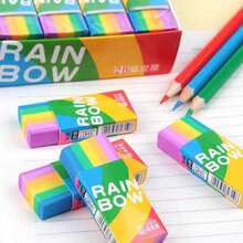 20pcs/Pack Rainbow Erasers | Multicolor Erasers, Learning Supplies And Fun Desktop Decor - Multicolor - View 4