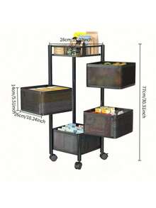 Rotatable Metal Carbon Steel Storage Rack, Kitchen Vegetable Rack, Snack Organizer