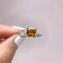 3g Women's Square Cubic Zirconia Ring, Fashionable & Elegant, Versatile Engagement/Wedding Ring