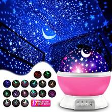 17 Color-Changing 360° Auto-Rotating Star Moon Projector Night Light | 4 LED Bulbs, USB-Powered & Detachable Battery Charging (Battery Not Included) | Bedroom Decor & Peaceful Sleep Fun Gift - Pink - View 4