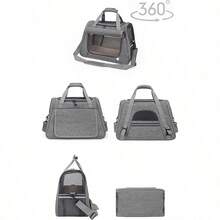 Transportadora para Perro y Gato, Bolsa de Transporte Transpirable para Mascotas, Transportín para Mascotas Pequeños y Medianos, Portador Plegable para Mascotas al Aire Libre con Tapete de Lana, Gris& asiento para perro auto | mascotas perros | cama para perro. - Gris - Ver 8