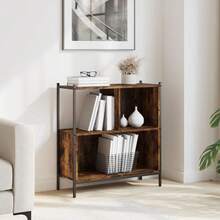 Larryhot Estantería madera de ingeniería roble ahumado 72x28x77,5 cm, Fácil de montar, elegante y hermoso, y conveniente para almacenar artículos, es una opción ideal para el almacenamiento y la decoración del hogar. - Marrón - Ver 1