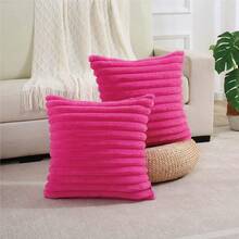 1 vỏ gối nhung màu trơn (không bao gồm ruột gối), vỏ gối trang trí bằng vải flannel hiện đại, trang trí nhà cửa. - Màu Hồng Tươi - Xem 15