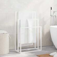 vidaXL Porte-serviette sur pied branco 48x24x79 cm Fer - Branco - Ver 2