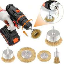 27PCS Rotary Wire Brush Cleaning Wheel Cup Brush Drill Attachment Bit Set Tool - Gold - View 10