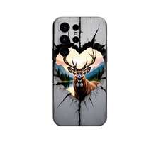 1PC Phone Case ,  Deer Mountain Sunset Sky Cracks , Stylish Phone Case, Phone Decoration, All-around Lens Protection, Creative Small Gift, Funny Gift for Boys and Girls - Negro - Ver 7