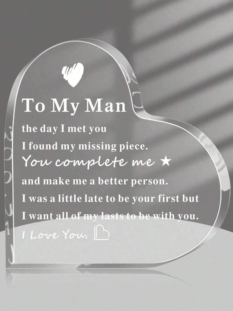 1pc Husband/Boyfriend Father's Day, Anniversary, Birthday, Valentine's Day, I Love You Plaque Decor, Engagement, Wedding (Note: Product Is Packaged In A Bag With Transparent Side As Front. There Is A Protective Film On Front To Prevent Scratches, Which Needs To Be Removed Before Use) - Multicolor - View 1