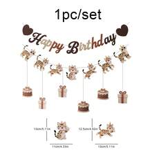 Decoraciones de fiesta con tema de gato de dibujos animados - Pancartas, banderas y decoración colgante para razas de gatos Siamés, Maine , Ragdoll y Bengal de pelo corto - Multicolor - Ver 5