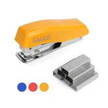 Eagle 迷你桌面订书机，内置自动取钉器 - 含1000枚10号订书钉，可装订8张纸，小巧便携，适合家庭办公室使用，红/黄/蓝三色可选 - 套裝 - 查看 8
