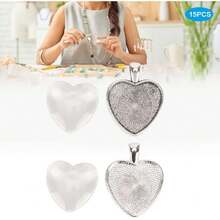 60 Piezas Bandejas Colgantes de Corazón Ajuste de Cabujón de Acero Inoxidable Borde Liso Copas de Bisel Colgantes Ajuste de Joyería de Cabujón en Accesorios de Joyería,37361613 - Multicolor - Ver 6