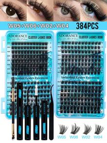 2208PCS Lash Clusters D Curl 15 Styles Mixed 10-16mm/14-20mm Mega Volume Cat&Doll Lashes Wispy Lashes Individual Eyelashes Kit With BOND&SEAL Lash Remover Tweezers And Brush, Perfect For Beginners & Proficient, DlY At Home Easily, Easy Apply For Makeup Daily - màu đen - Xem 15