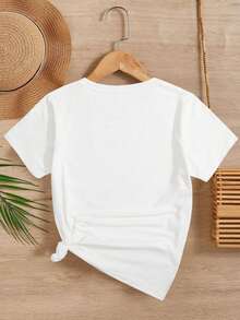 Áo thun cỡ lớn tùy chỉnh, họa tiết nét cọ nghệ thuật đơn giản dành cho cha mẹ và con cái, in ảnh độc quyền + chữ tùy chỉnh, trang phục cao cấp độc đáo, áo tay ngắn tùy chỉnh dành cho mẹ và bạn thân (ảnh gia đình/ảnh tự sướng/ảnh thú cưng/ảnh bạn bè/ảnh tiệc/ảnh cha mẹ và con cái/ảnh cặp đôi) chữ/lời chúc/tên tùy chỉnh, màu trắng mùa hè. - trắng - Xem 2