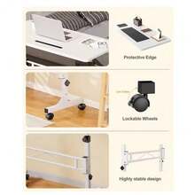 Huisuilinss Small Standing Desk With Wheels,Mobile Stand Up Desk,31"-43" Height Adjustable Portable Laptop Table,Metal Frame Computer Workstation For Home Office - negro - Ver 6