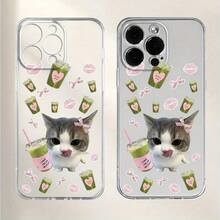 Phone: 1 Matcha Coffee Transparent Soft Phone Compatible With 17 16 15 14 13 12 11 Pro  14 15 16 Plus XS XR X 8 SE 2020 Soft Silicone Vibe, Hardcore Drop Defense. - 1pc - 查看 2