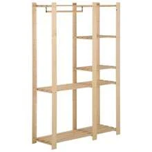 Perchero vidaXL de 110x38x170 cm, de madera maciza de pino. - Marrón - Ver 3