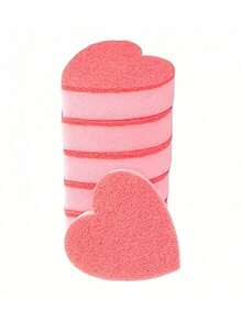 5pcs Double-Sided Heart-Shaped Kitchen Sponges - Valentine's Day Supplies, Strong Degreasing Without Scratching, Pink Double-Sided Dish Washing Sponges, Suitable For Stubborn Grease - Ideal For Home, Restaurant, Space-Saving Design, Dishwashing Tool, Efficient Cleaning Pad, Home Cleaning Accessory - Multicolor - View 3