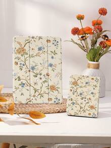 Kingsung Funda protectora de tableta con estampado floral vintage, apta para iPad 9.7/10.2/10.5/10.9/12.9/Pro 11 (10a generación), Galaxy Tab S6 Lite 10.4 pulgadas, Kindle Paperwhite (12a generación, 2024), Kindle (11a generación, 2022), Kobo Clara Color, suave y a prueba de golpes, con función de soporte inteligente/activación/suspensión automática - Multicolor - Ver 7