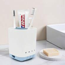 Toothbrush Holder For Bathroom,Plastic Detachable For Easy Cleaning Multi-Functional Storage,3 Slots Anti-Slip Electric Toothbrush And Toothpaste Organizer Caddy For Bathroom Vanity,Countertop (Blue),Blue - Blue - View 3