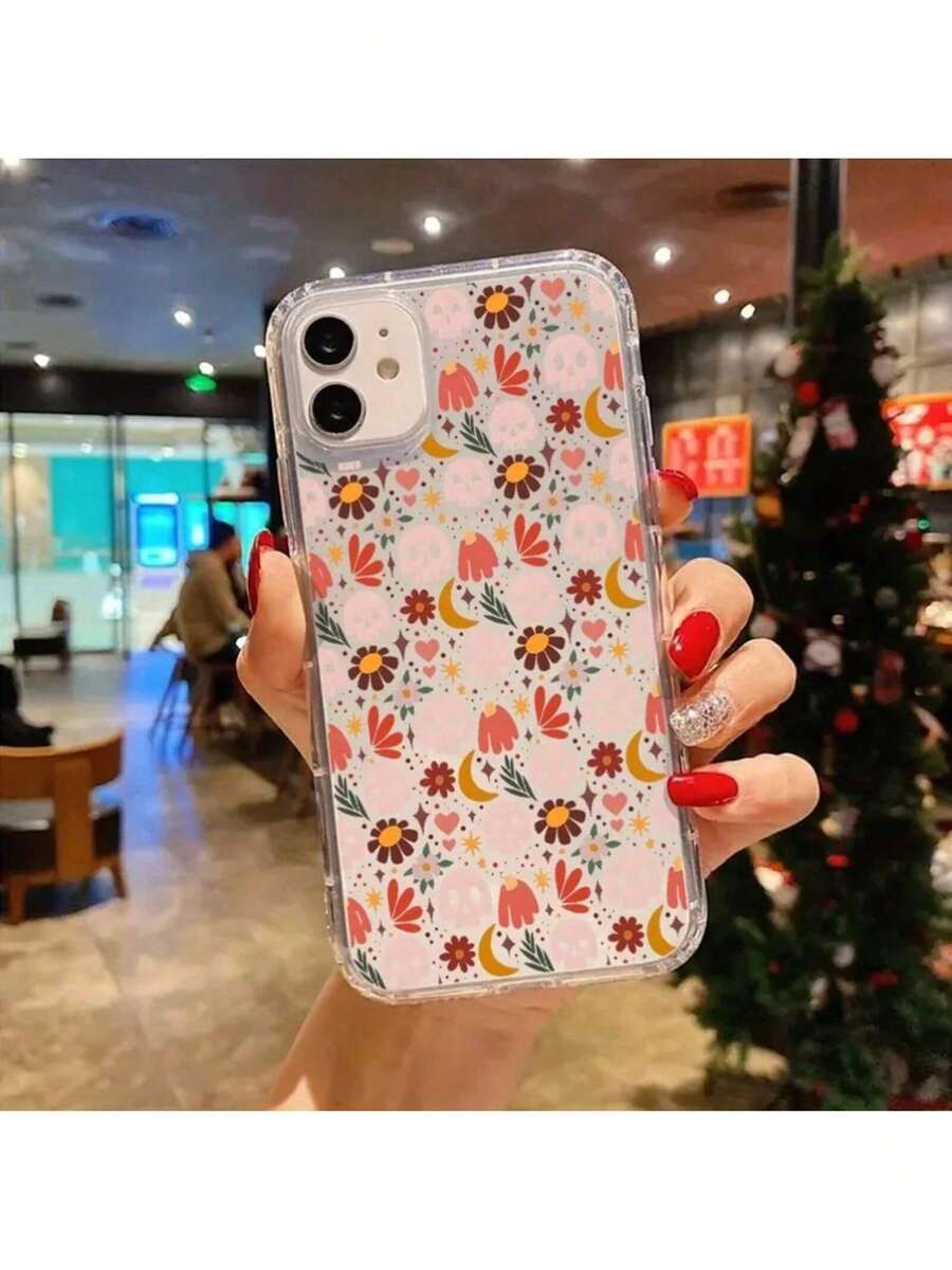 Skeleton Flower Aesthetic Clear Phone Case Compatible With  17 16 11 15 14 13 12 Pro Max XR XS 7 8 Plus Transparent Bumper Cases Cover, Cover Compatible With  17 Pro Max Case,  17 Pro Case,  17 Case,  16 Pro Max Case - 1 - View 1