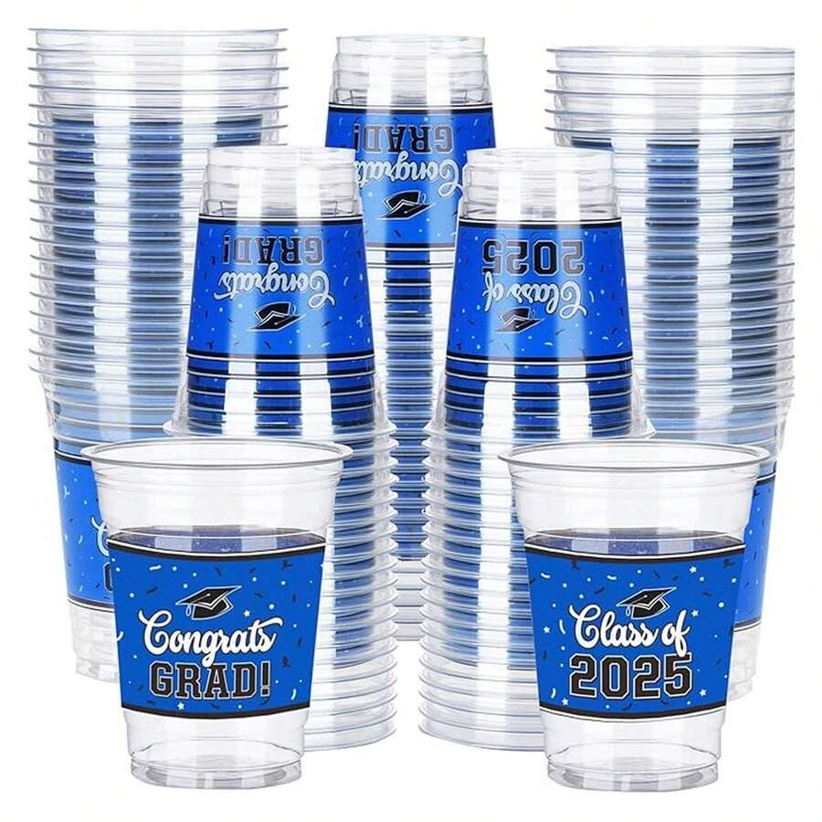 100 Pcs 12oz Graduation Cups Class Of 2025, Disposable Plastic Party Cups For Graduation, Congrats Grad Supplies, 2025 Grad Celebration Tableware - As Picture 63 - View 1