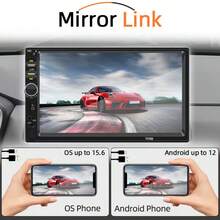 7-Inch Single DIN Car Multimedia MP5 Video Player, Supports Wired CarPlay And Android Auto, High-Definition Touchscreen, AUX Interface, Bluetooth Connection - With Rearview Camera and Steering Wheel Remote Control - View 2