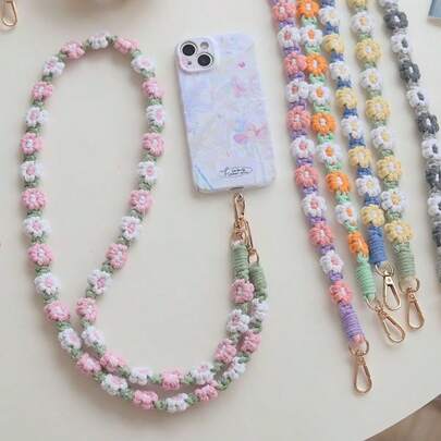 1 chiếc dây đeo điện thoại hình hoa cúc dệt, dây đeo chéo vai chống thất lạc có miếng đệm, tương thích với Android và hầu hết các điện thoại thông minh, quà tặng cho mẹ, gia đình, bạn bè, sinh nhật, ngày lễ.