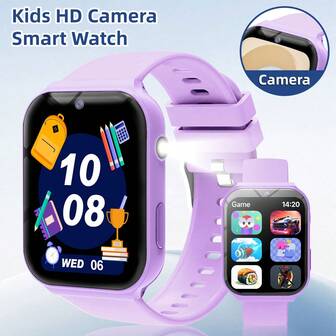 Neue intelligente Kinderuhr mit hochauflösendem Bildschirm, ausgestattet mit Frontkamera, Taschenlampe, eingebauten Spielen, 300m Akkukapazität, Taschenrechner, Sportmodus, buntem Armband, das perfekte Geschenk für Kinder!