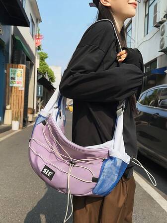 1 pieza Bolso de hombro de gran capacidad y estilo casual con múltiples bolsillos, correa ajustable, bolso cruzado versátil y minimalista de moda