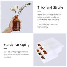 12Pcs Glass Bud Vase Set, Small Dark Brown Flower Vase For Centerpieces, Bud Vases In Bulk, Mini Vintage Vase For Rustic Wedding Decorations(Amber),12Pcs,Amber - Hổ phách - Xem 7