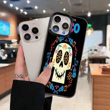 Funda para teléfono con diseño de calavera de coco compatible con fundas para teléfonos   17  16 Pro Max  15 Pro Max  13 y  12 duradera, a prueba de golpes y elegante. Una excelente opción para familiares, amigos, seres queridos, novios/novias y regalos de Navidad y Año Nuevo. - Negro - Ver 1