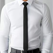 1pc Men's Black 1.9 Inch (5cm) Slim Skinny Tie, Suitable For Weddings, Graduation, Formal And Casual Occasions - Black - View 2